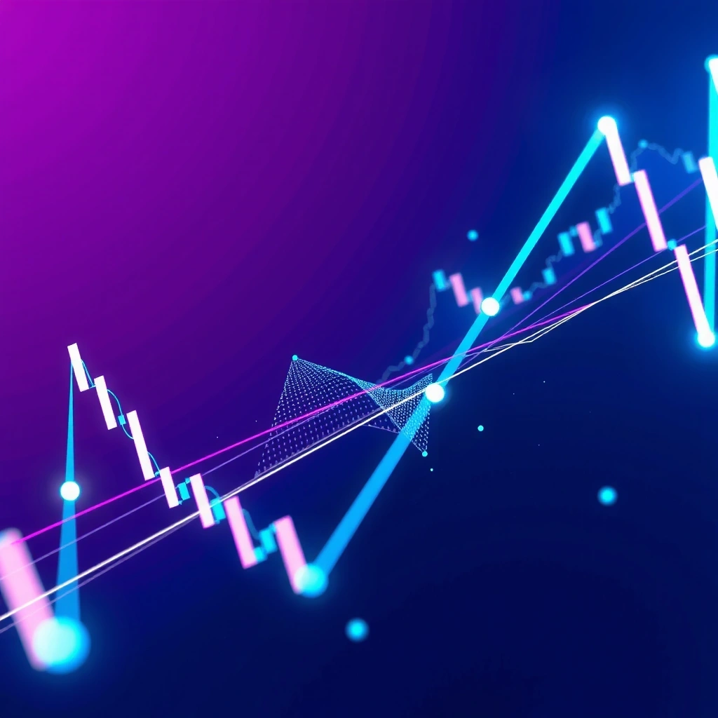 Abstract fusion of digital particles and financial graphs